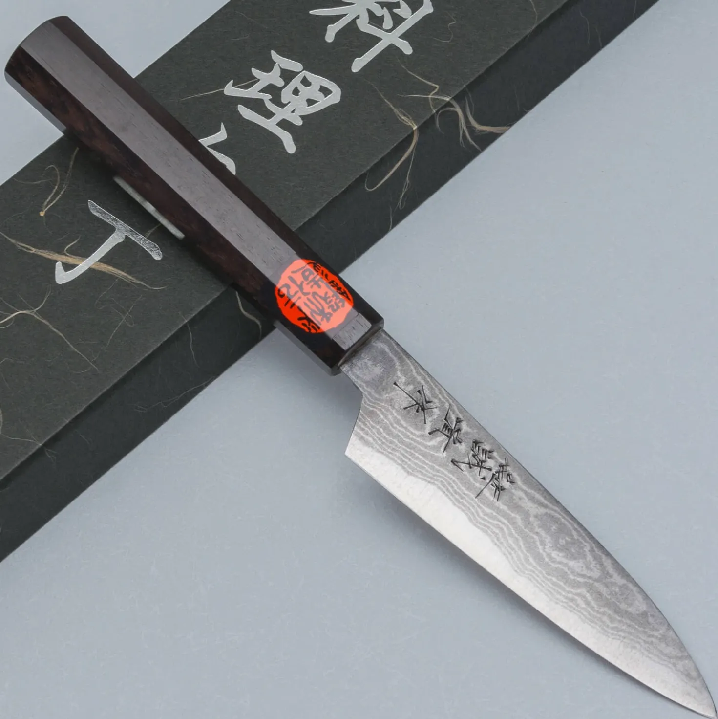 Shigeki Tanaka Aogami 2 Damascus Ebony Petty 12 cm