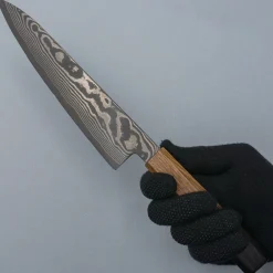 Shigeki Tanaka Ginsan Nickel Damast Oak Gyuto 21 cm