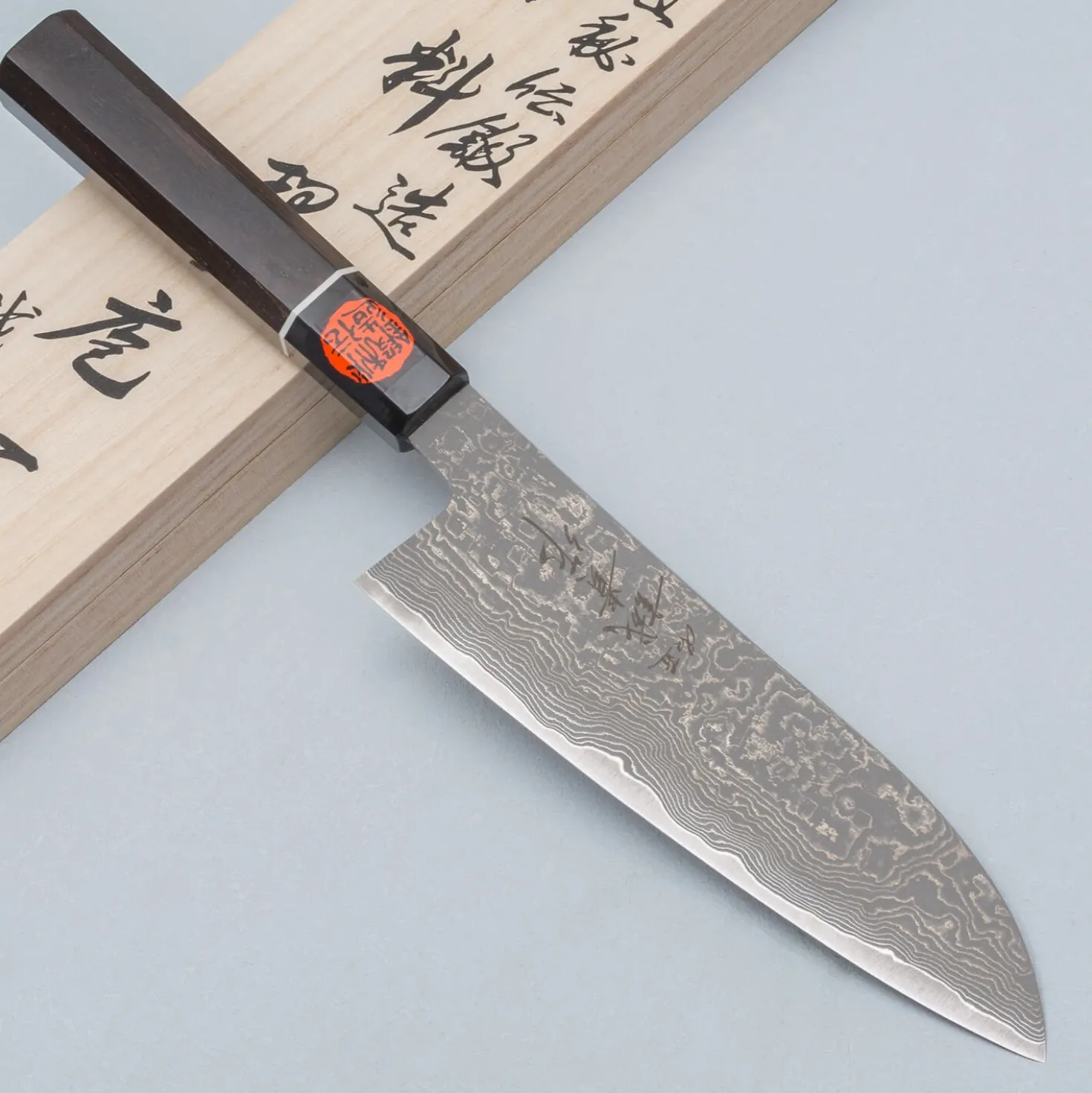 Shigeki Tanaka SG2 Damascus Ebony Ring Santoku 16.5 cm
