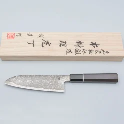 Shigeki Tanaka SG2 Damascus Ebony Santoku 16.5 cm