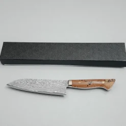 Shigeki Tanaka SG2 Damascus Spalted wood Santoku 18 cm