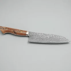 Shigeki Tanaka SG2 Damascus Spalted wood Santoku 18 cm