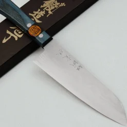 Shigeki Tanaka VG10 Damascus Western Blue Santoku 16.5 cm