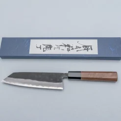 Shiro Kamo Aogami Super Walnut Bunka 17 cm