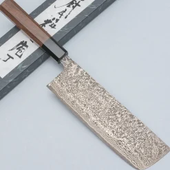 Shiro Kamo SG2 Damast Walnut Nakiri 18 cm