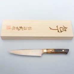 Takeshi Saji Aogami #2 Rainbow Cowhorn Petty 13 cm