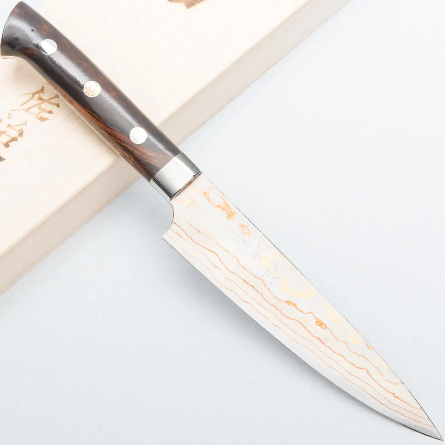 Takeshi Saji Aogami #2 Rainbow Ironwood Petty 13 cm