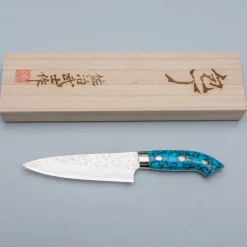 Takeshi Saji R2 Damast Turquiose Petty 13 cm