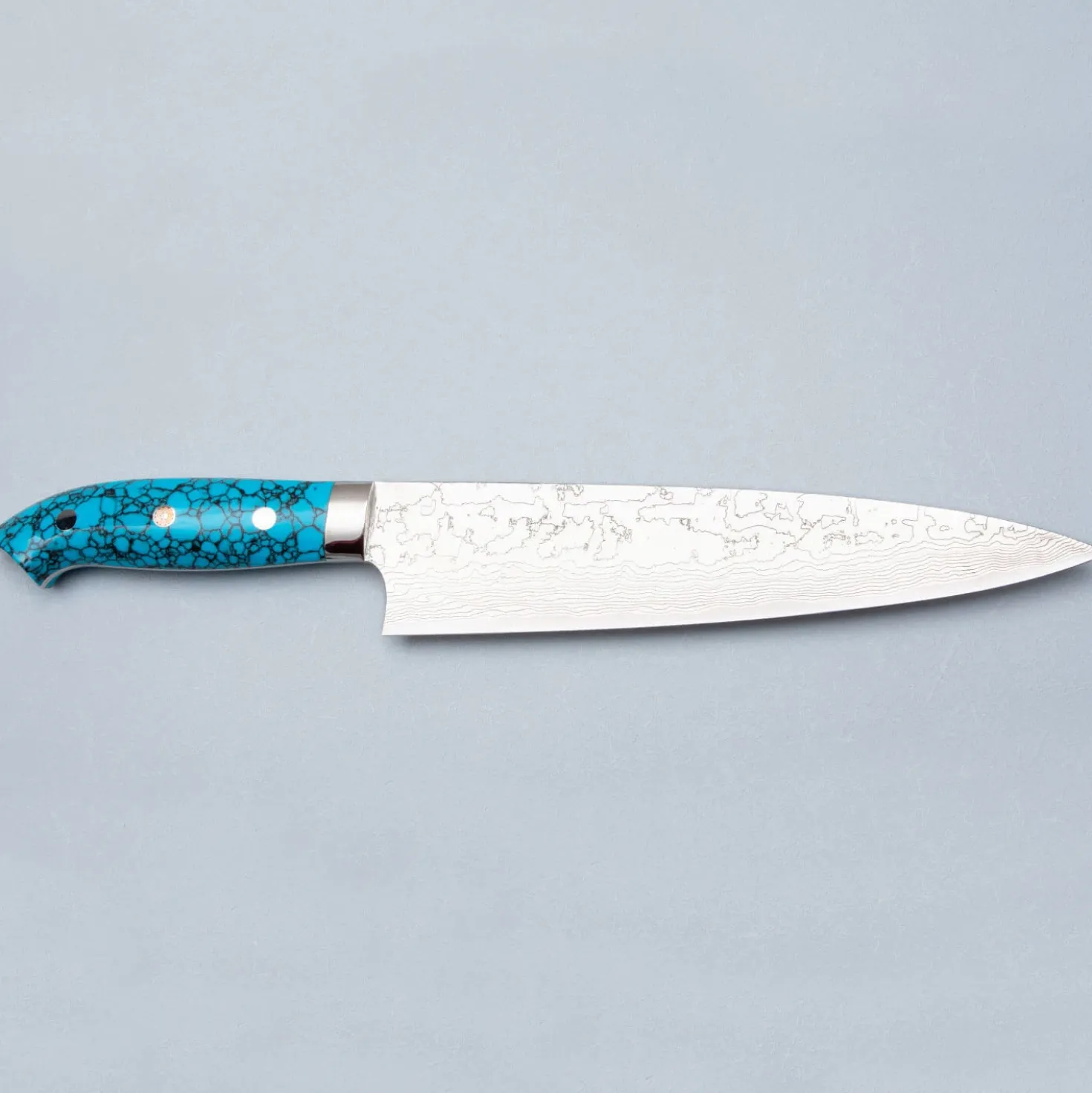Takeshi Saji R2 Damast Turquiose Gyuto 21 cm