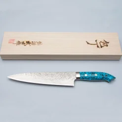 Takeshi Saji R2 Damast Turquiose Gyuto 21 cm