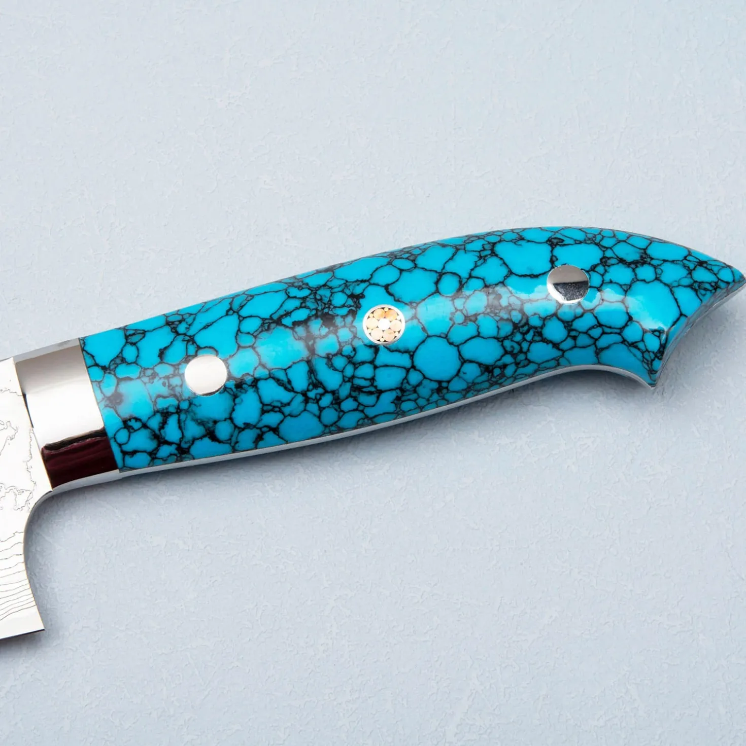 Takeshi Saji R2 Damast Turquiose Gyuto 21 cm