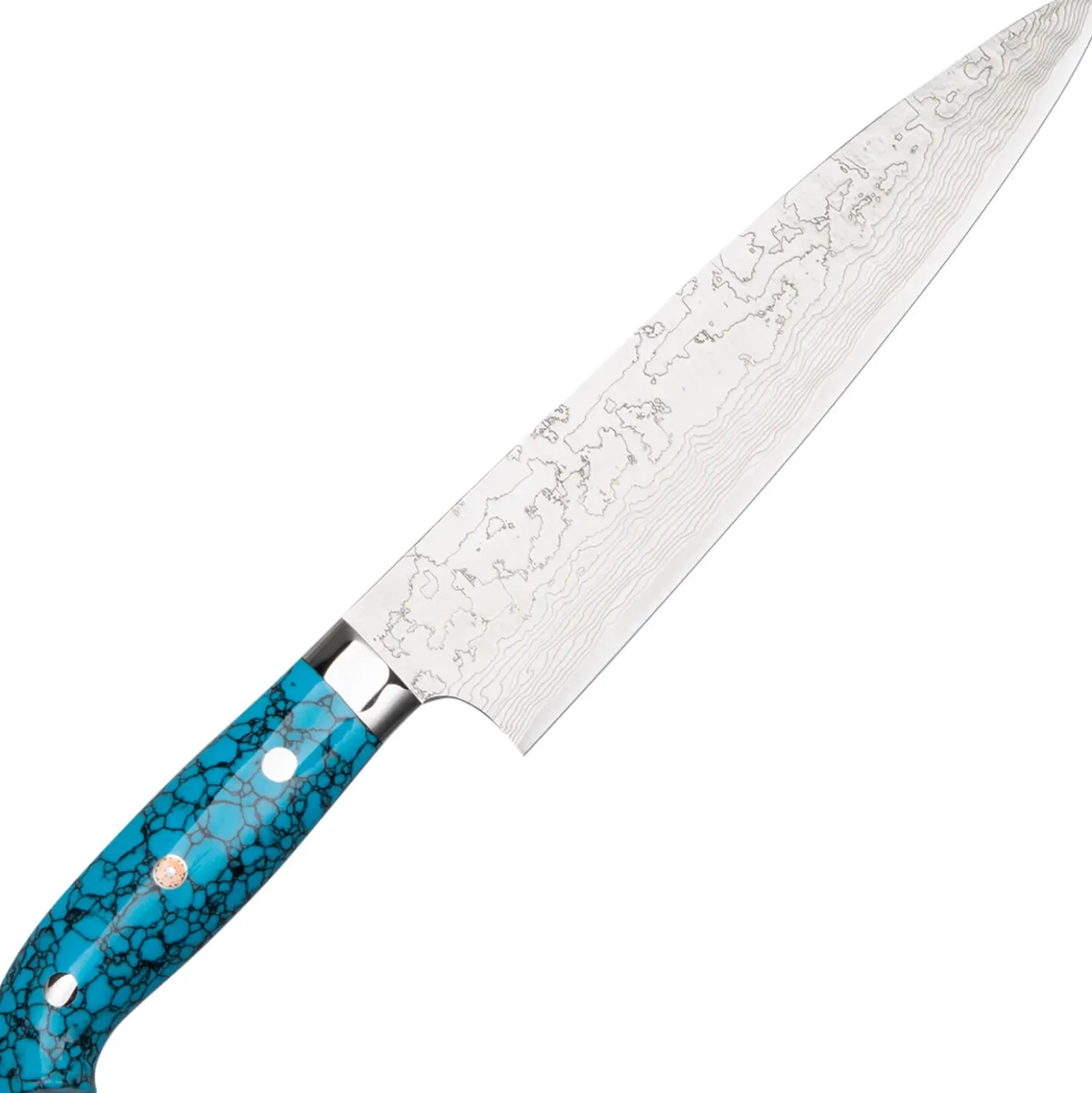Takeshi Saji R2 Damast Turquiose Gyuto 21 cm