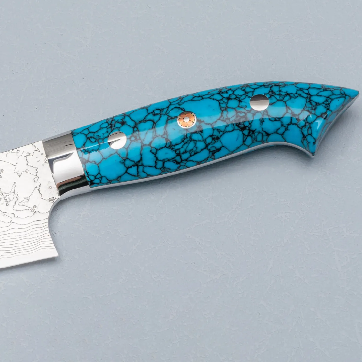 Takeshi Saji R2 Damast Turquiose Petty 15 cm