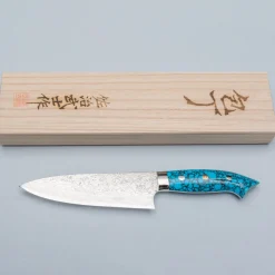 Takeshi Saji R2 Damast Turquiose Petty 15 cm