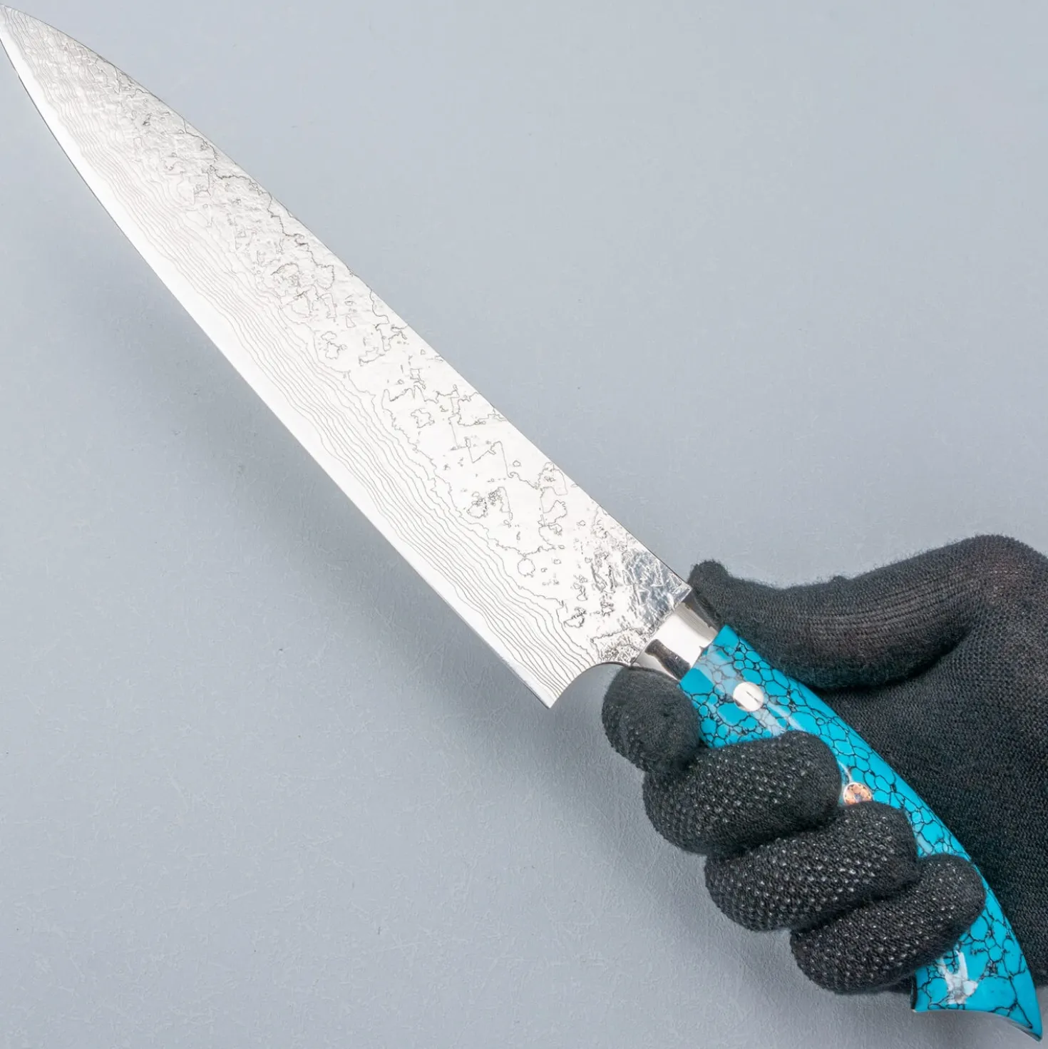 Takeshi Saji R2 Damast Turquiose Sujihiki 24 cm
