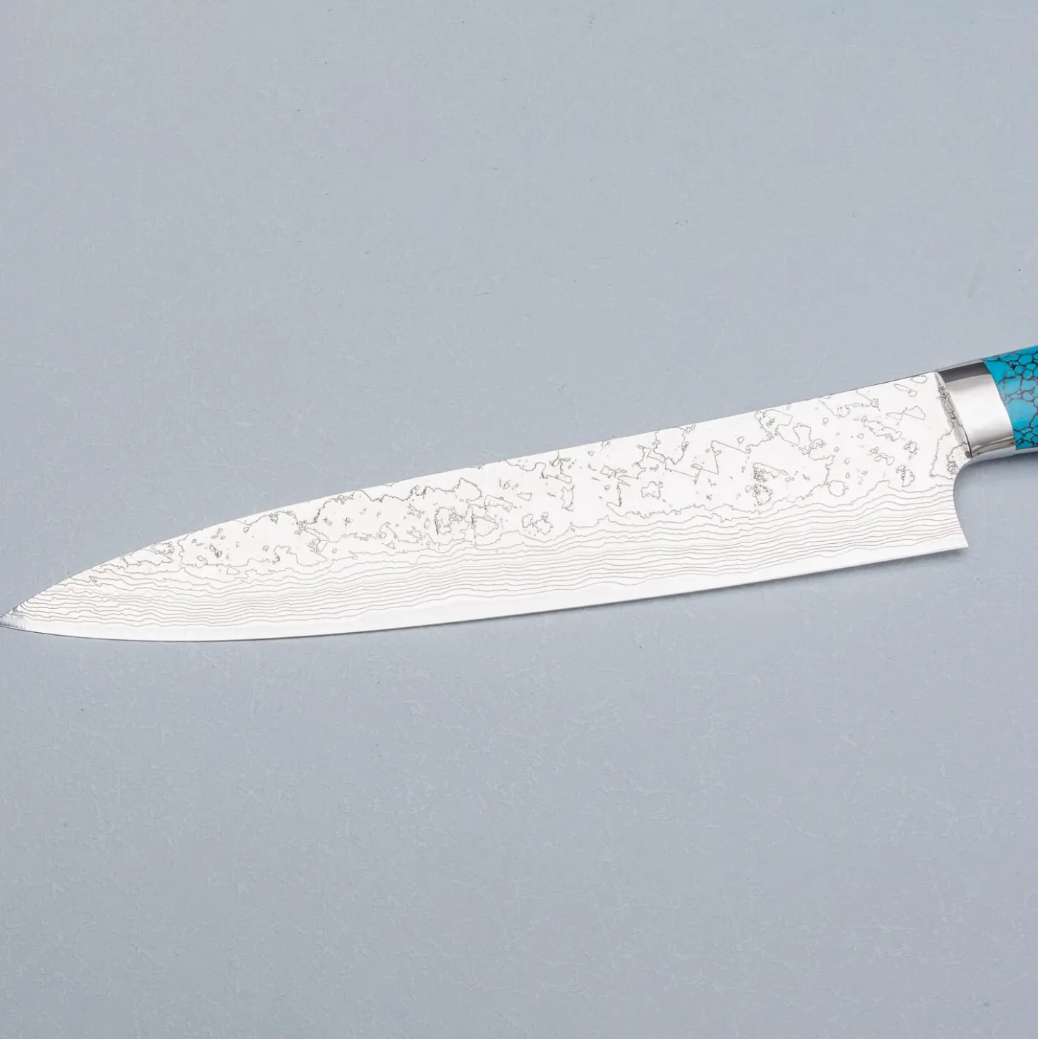 Takeshi Saji R2 Damast Turquiose Sujihiki 24 cm