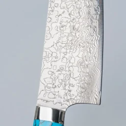 Takeshi Saji R2 Damast Turquiose Santoku 18 cm