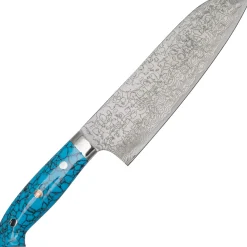 Takeshi Saji R2 Damast Turquiose Santoku 18 cm