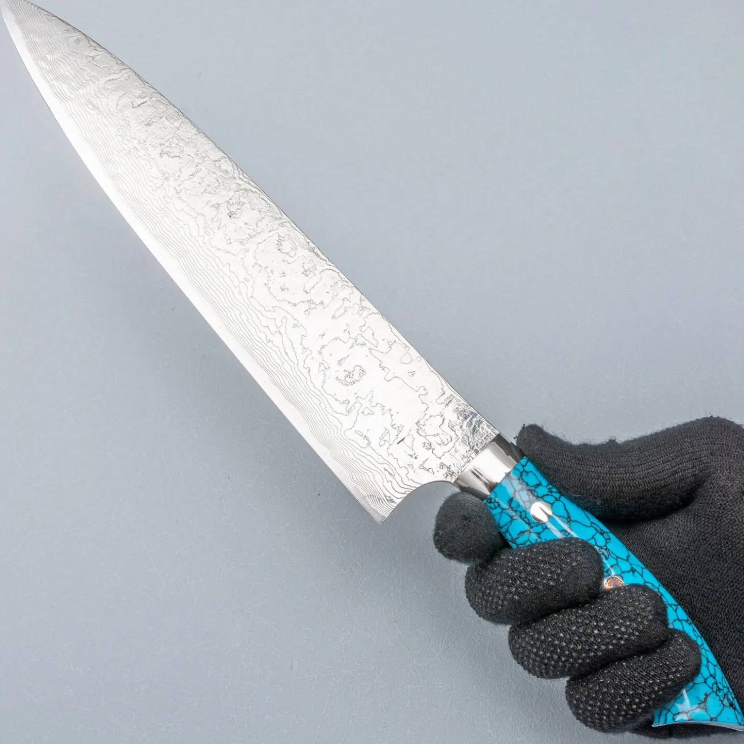 Takeshi Saji R2 Damast Turquiose Gyuto 24 cm