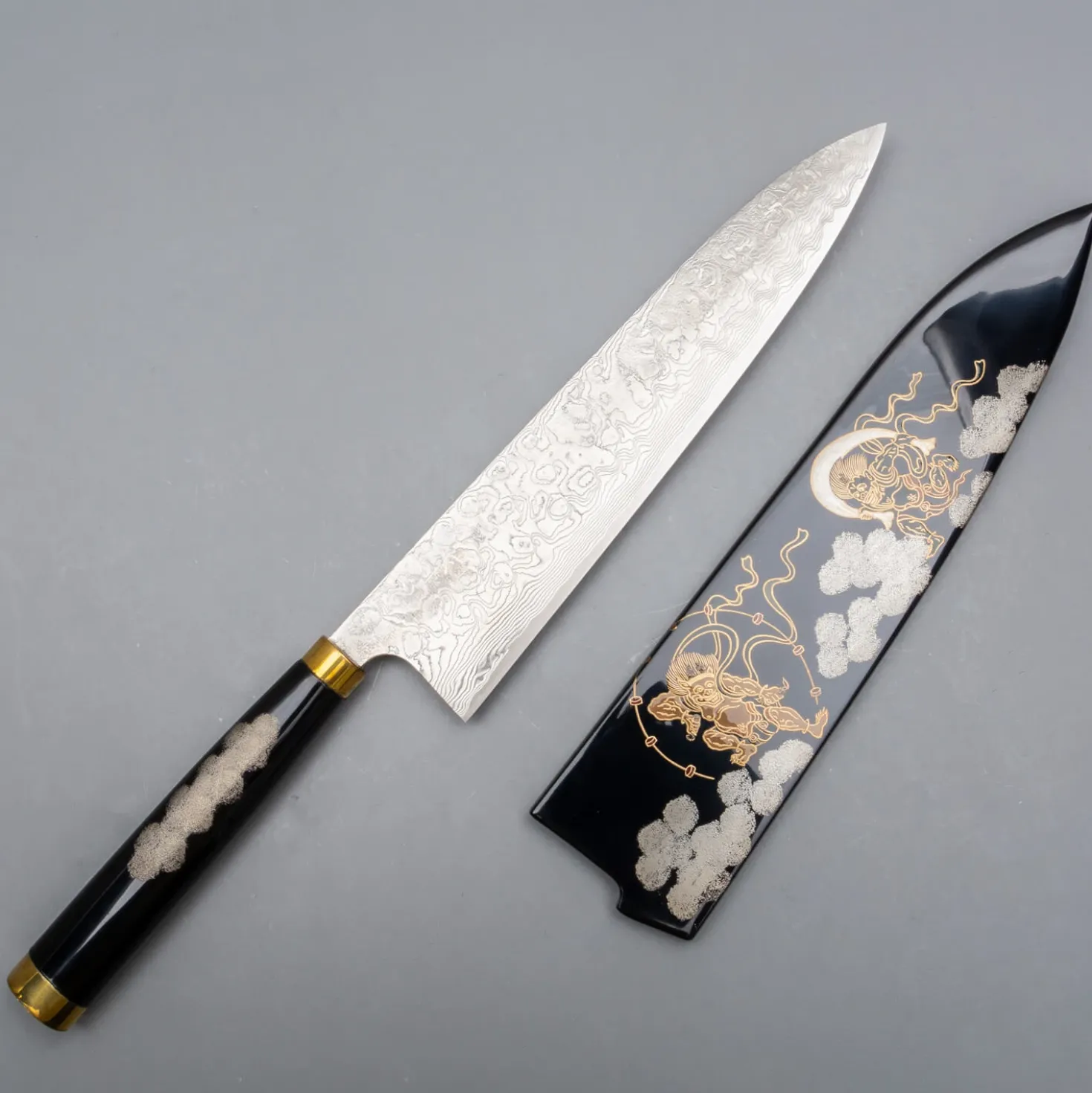 Takeshi Saji R2 Fujin Raiijin Makie Tsuchime Gyuto 24 cm