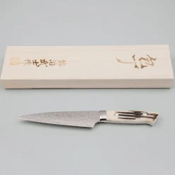 Takeshi Saji SG2 Diamond Damast Staghorn Petty 15 cm