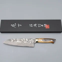 Takeshi Saji VG10 Nickel Damast Staghorn Santoku 18 cm