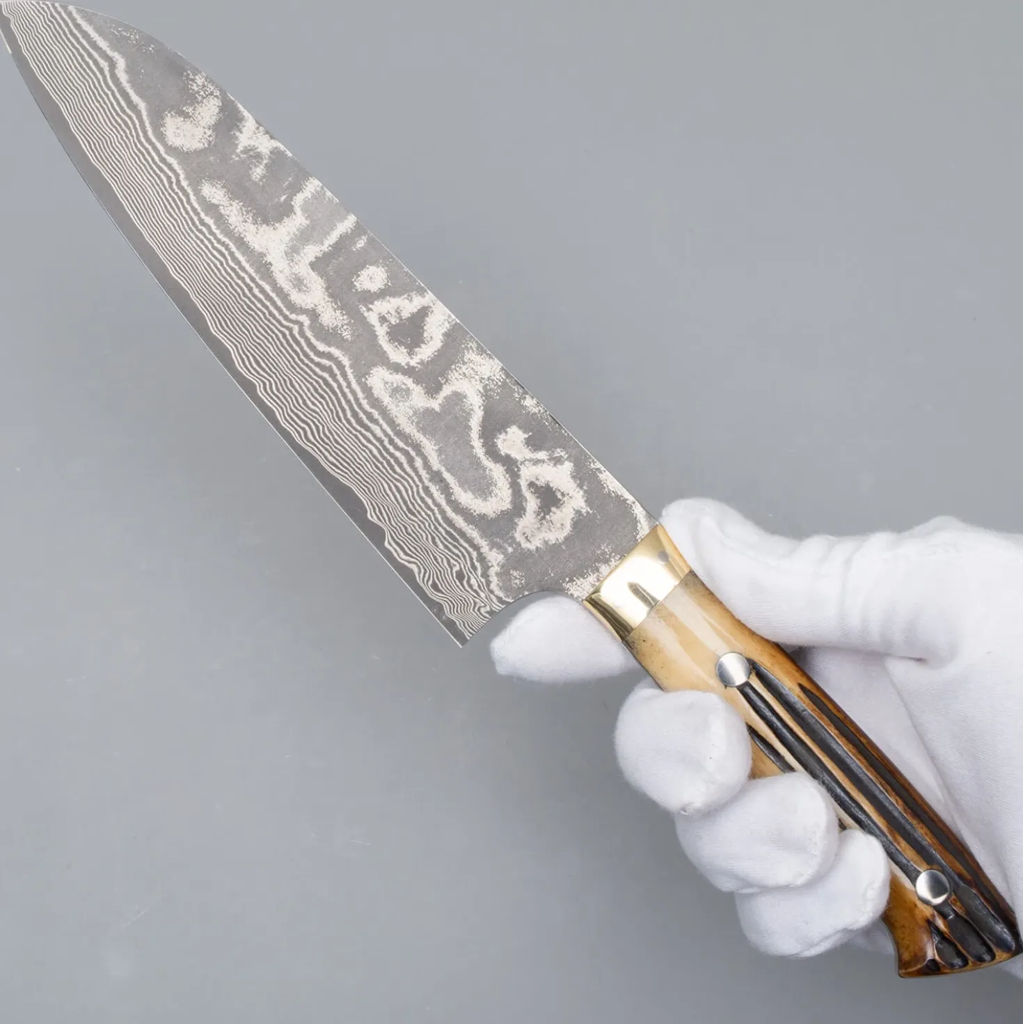 Takeshi Saji VG10 Nickel Damast Staghorn Santoku 18 cm