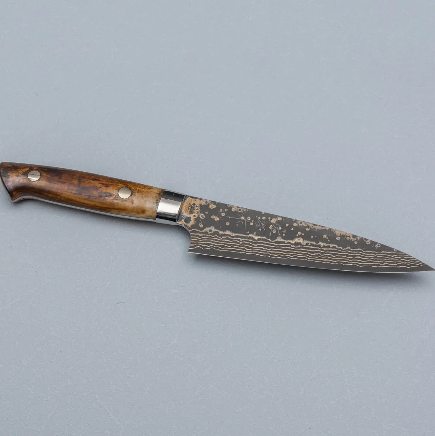 Takeshi Saji VG10 Rainbow Etched Cowhorn Petty 13 cm