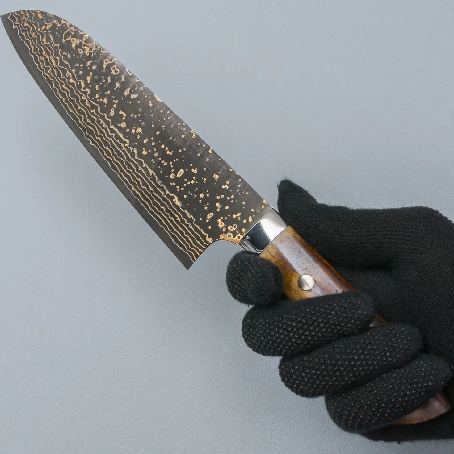 Takeshi Saji VG10 Rainbow Etched Cowhorn Santoku 16.5 cm