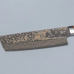 Takeshi Saji VG10 Rainbow Etched Cowhorn Nakiri 16.5 cm
