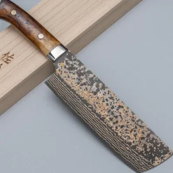 Takeshi Saji VG10 Rainbow Etched Cowhorn Nakiri 16.5 cm