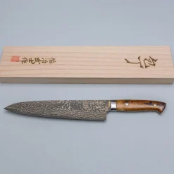 Takeshi Saji VG10 Rainbow Etched Cowhorn Gyuto 24 cm
