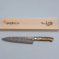Takeshi Saji VG10 Rainbow Etched Cowhorn Gyuto 21 cm