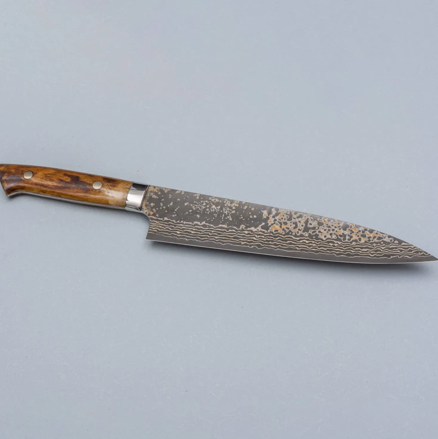 Takeshi Saji VG10 Rainbow Etched Cowhorn Gyuto 21 cm