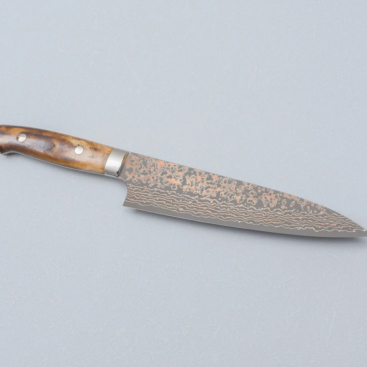 Takeshi Saji VG10 Rainbow Etched Cowhorn Gyuto 18 cm