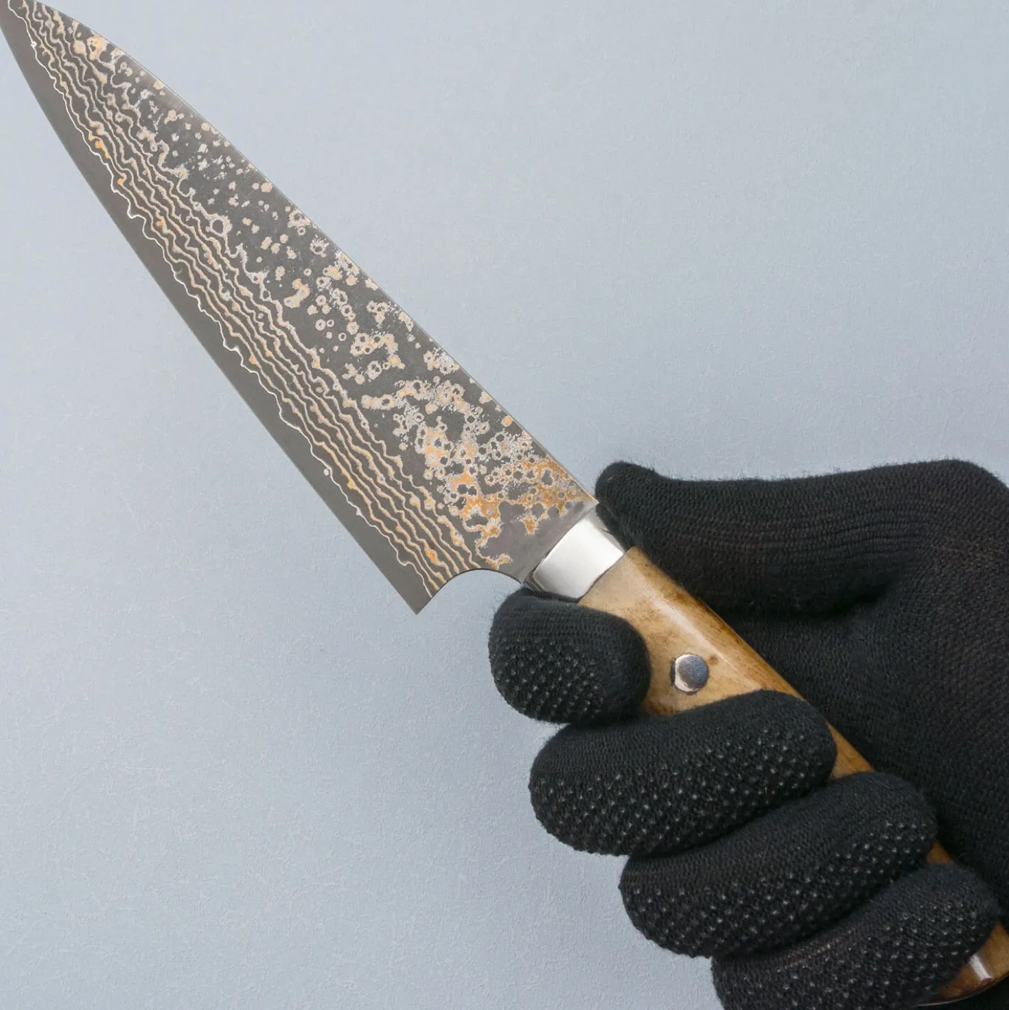 Takeshi Saji VG10 Rainbow Etched Cowhorn Gyuto 18 cm