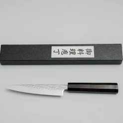 Tsunehisa Ginsan Nawame Damast Ebony Petty 13.5 cm