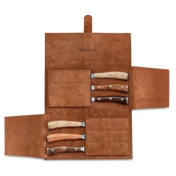 Wusthof Ikon Steakset + Lederen Messenmap