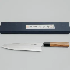 Yoshikazu Tanaka Shirogami #1 Damast Teak Gyuto 24 cm