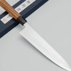 Yoshikazu Tanaka Shirogami #1 Damast Teak Gyuto 24 cm