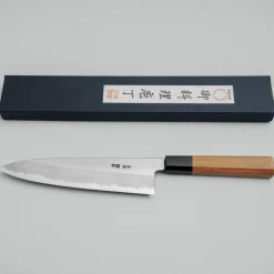 Yoshikazu Tanaka Shirogami #1 Damast Teak Gyuto 21 cm