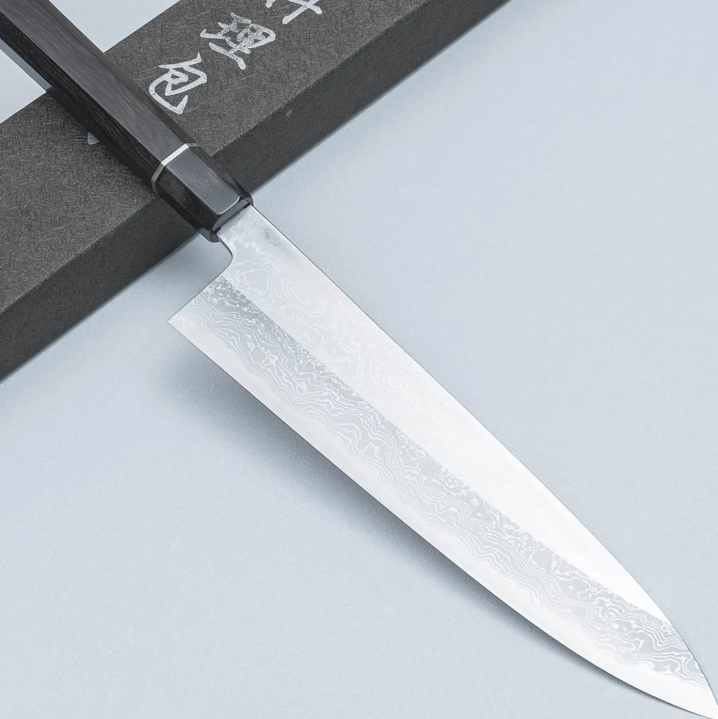 Yoshikazu Tanaka Shirogami #1 Damast Ebony Gyuto 24 cm