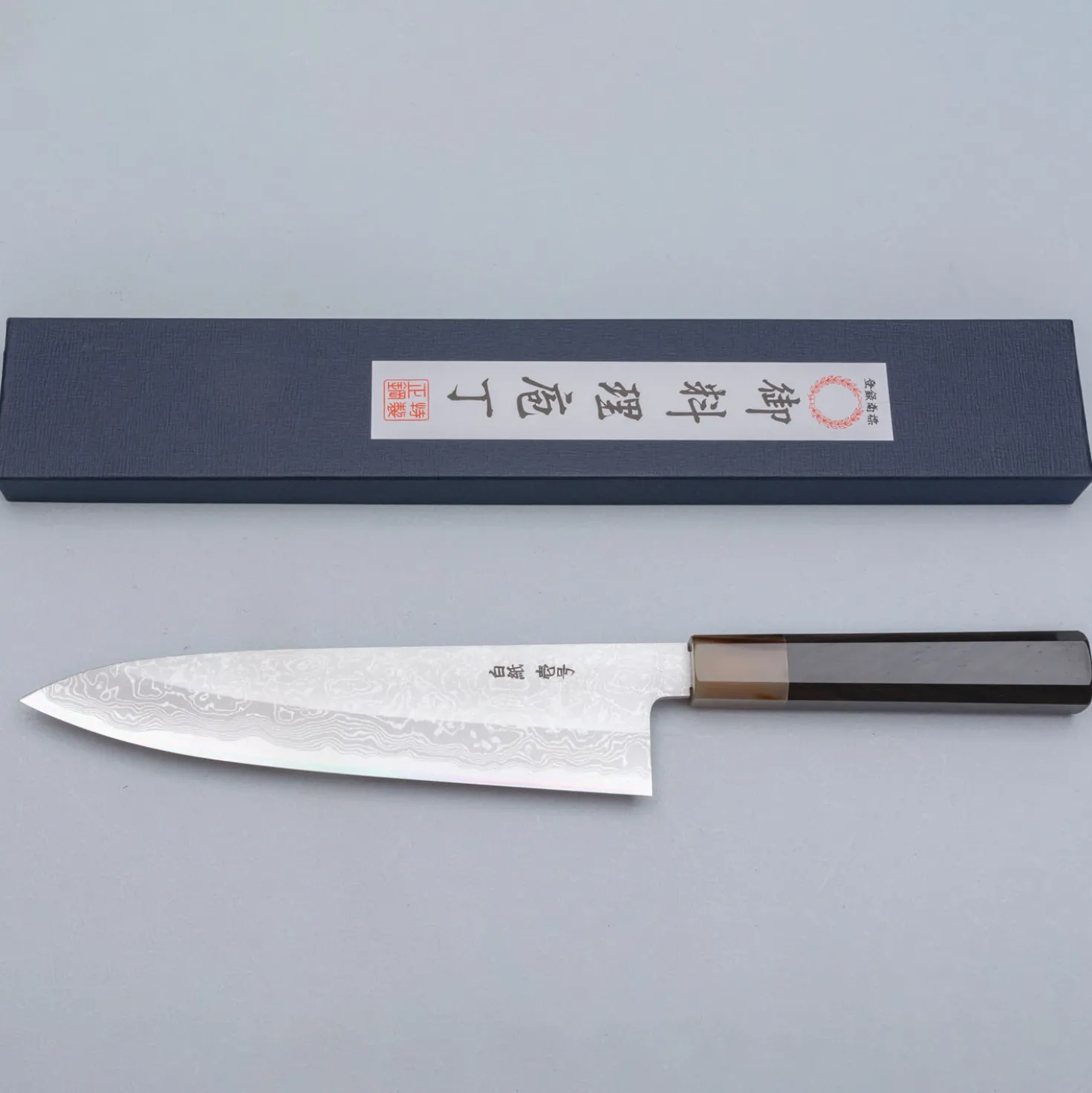 Yoshikazu Tanaka Shirogami #1 Damast Ebony Gyuto 21 cm