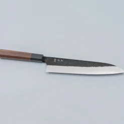 Yoshimi Kato Aogami Super Damast Iron Clad Kurouchi Gyuto 21 cm