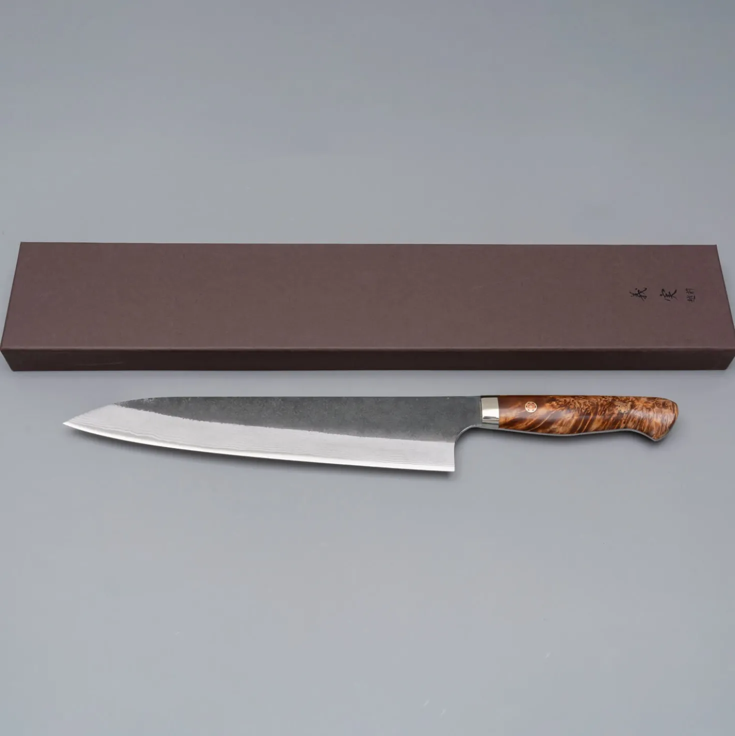 Yoshimi Kato Aogami Super Damast Kurouchi Maple Gyuto 24 cm