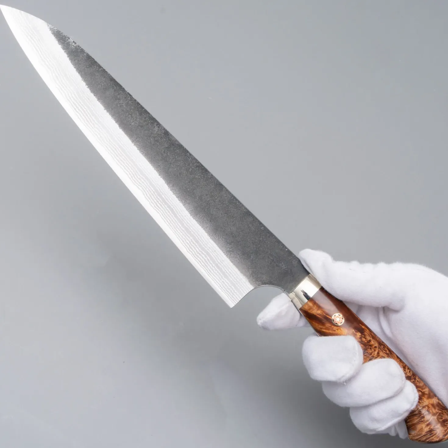 Yoshimi Kato Aogami Super Damast Kurouchi Maple Gyuto 24 cm