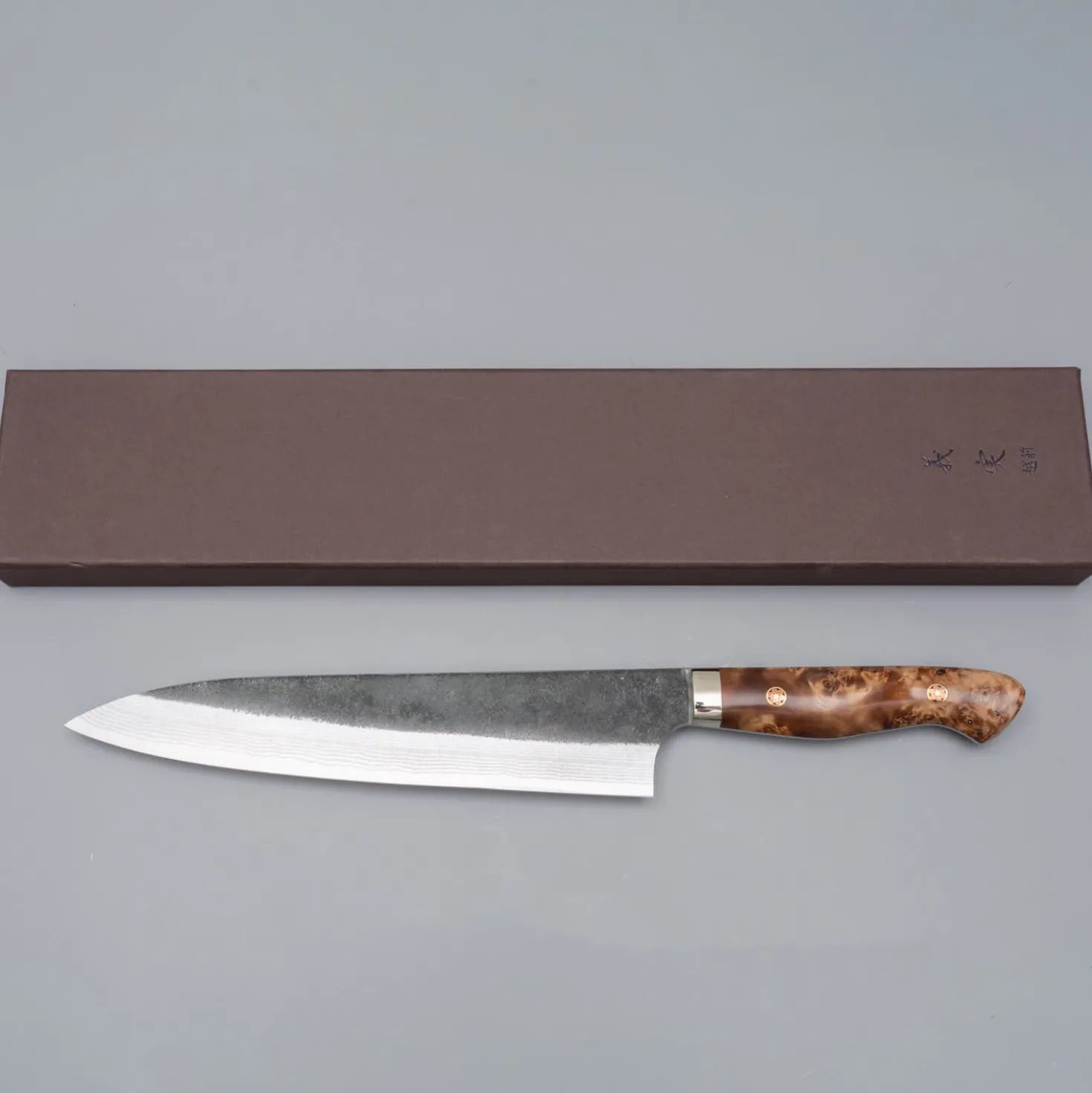 Yoshimi Kato Aogami Super Damast Kurouchi Maple Gyuto 21 cm