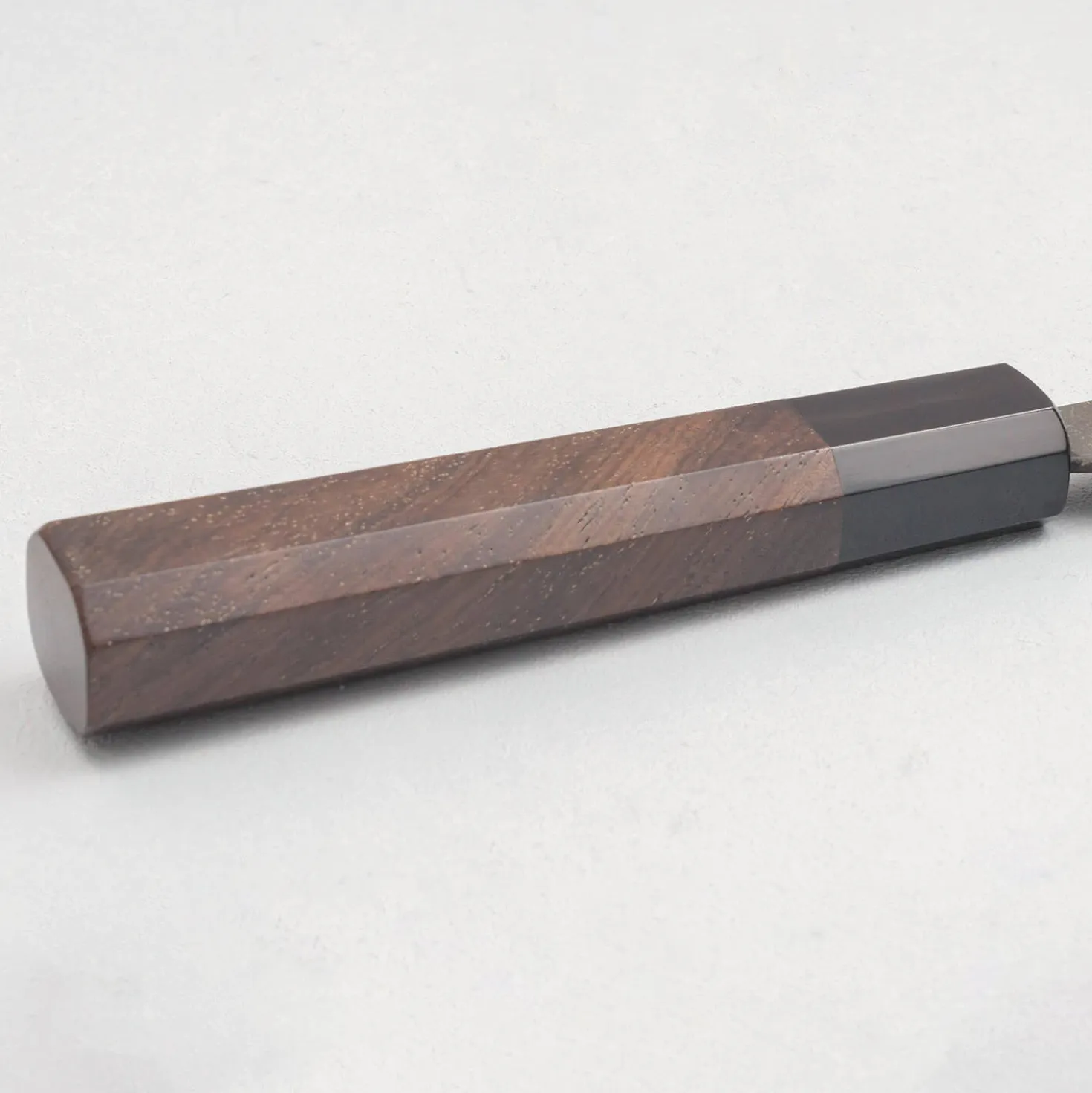 Yoshimi Kato Aogami Super Damast Iron Clad Kurouchi Gyuto 21 cm