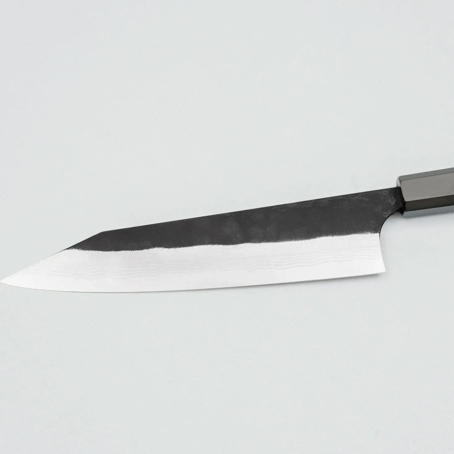 Yoshimi Kato Aogami Super Damast Iron Clad Kurouchi Gyuto 21 cm