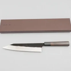 Yoshimi Kato Aogami Super Damast Iron Clad Kurouchi Gyuto 21 cm